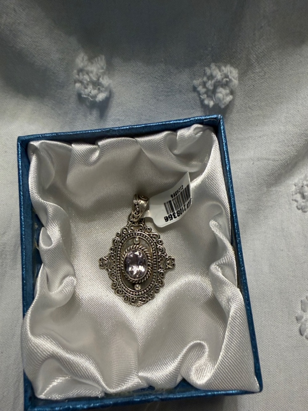 NWT - Sky Silver-Tone Filigree Pendant with Light Purple Stone